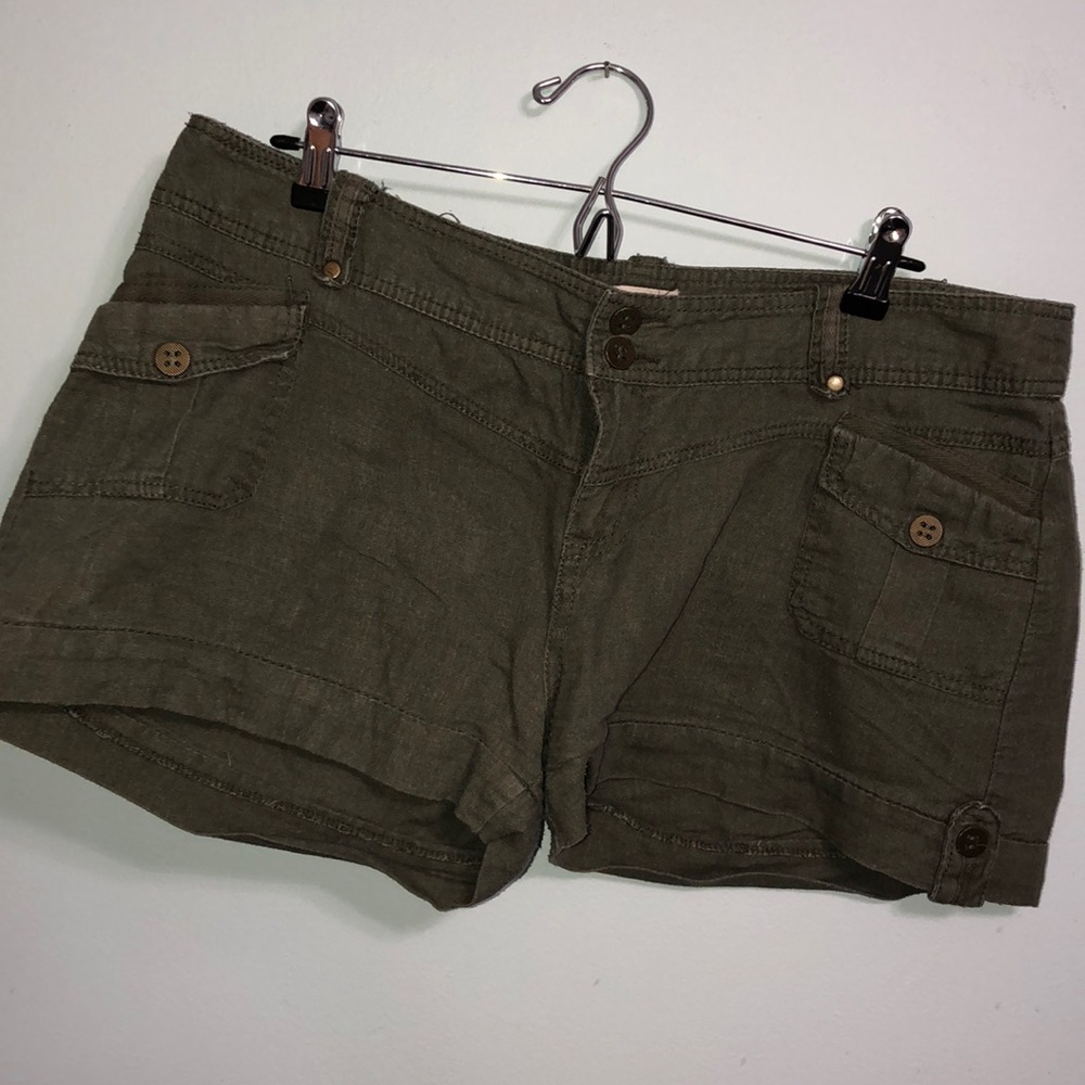 Green cargo shorts